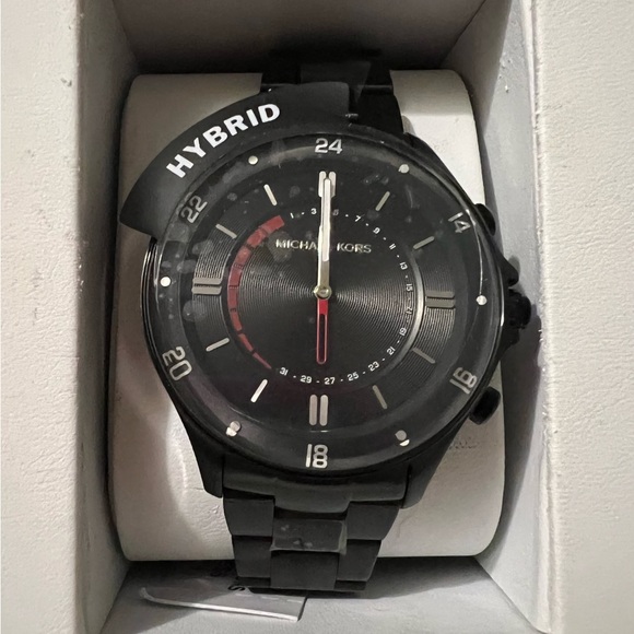 NIB Michael Kors Access Reid Hybrid Smartwatch With 45mm Black Bracelet mkt4015 - Picture 5 of 6